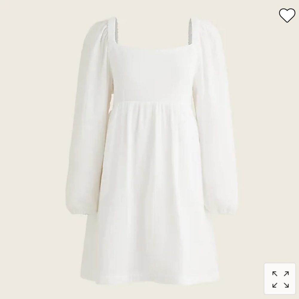 J Crew White Long Sleeve Square Neck Gauze Dress